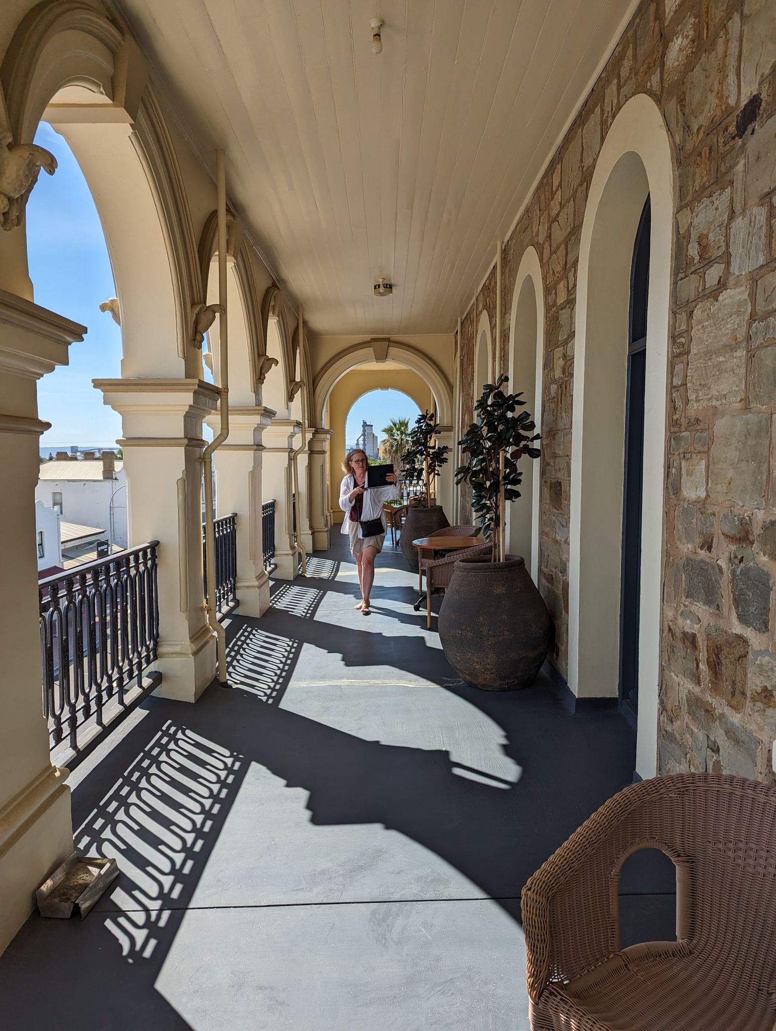  Adelaide, 19 Feb 2024  Weekly Ludwig family chat on the balcony of the beautiful  Largs Pier Hotel .