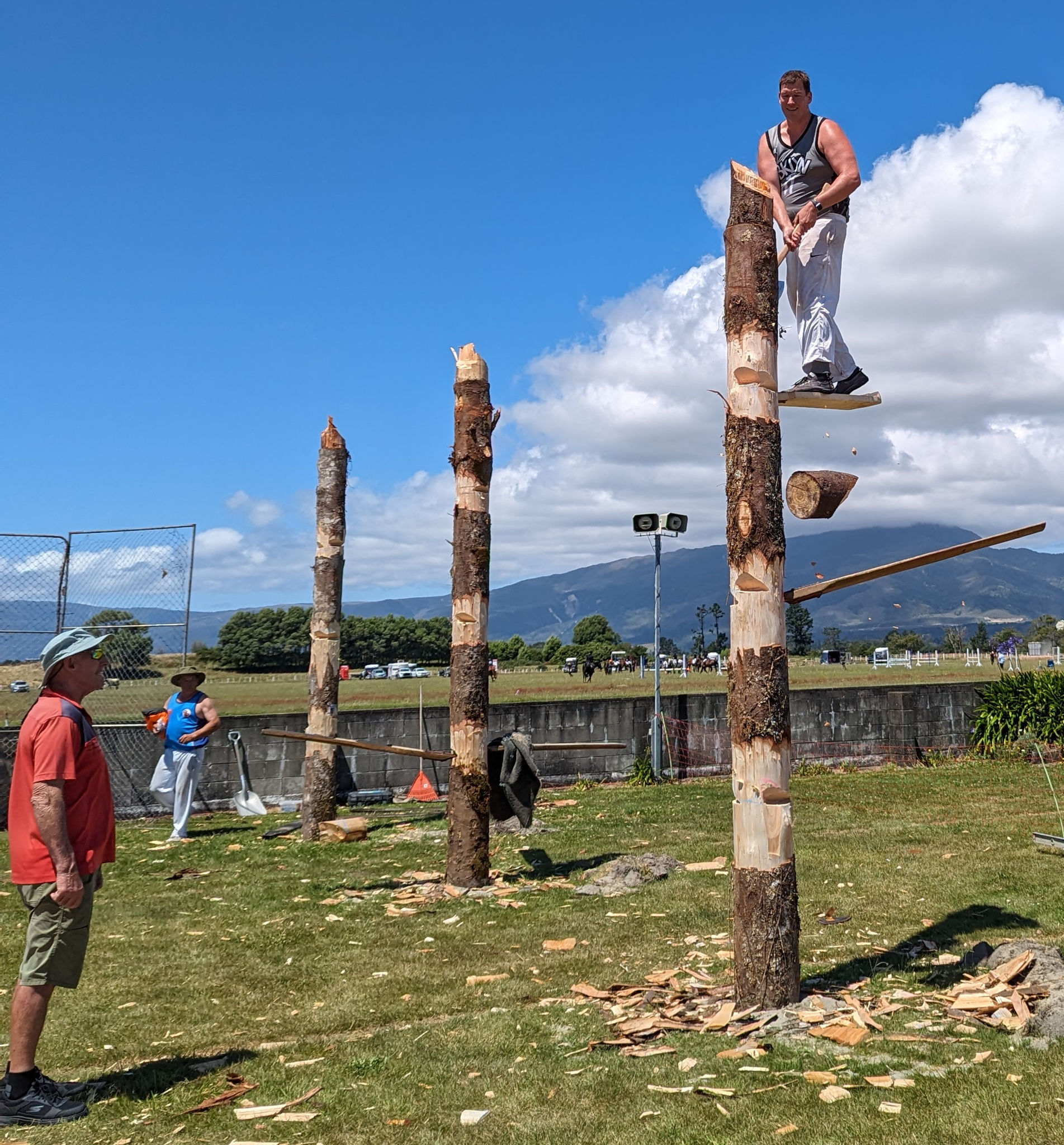  Aotearoa New Zealand, 13 Jan 2024  Woodchopping competition at the Buller Agricultural and Pastoral Show 2024.