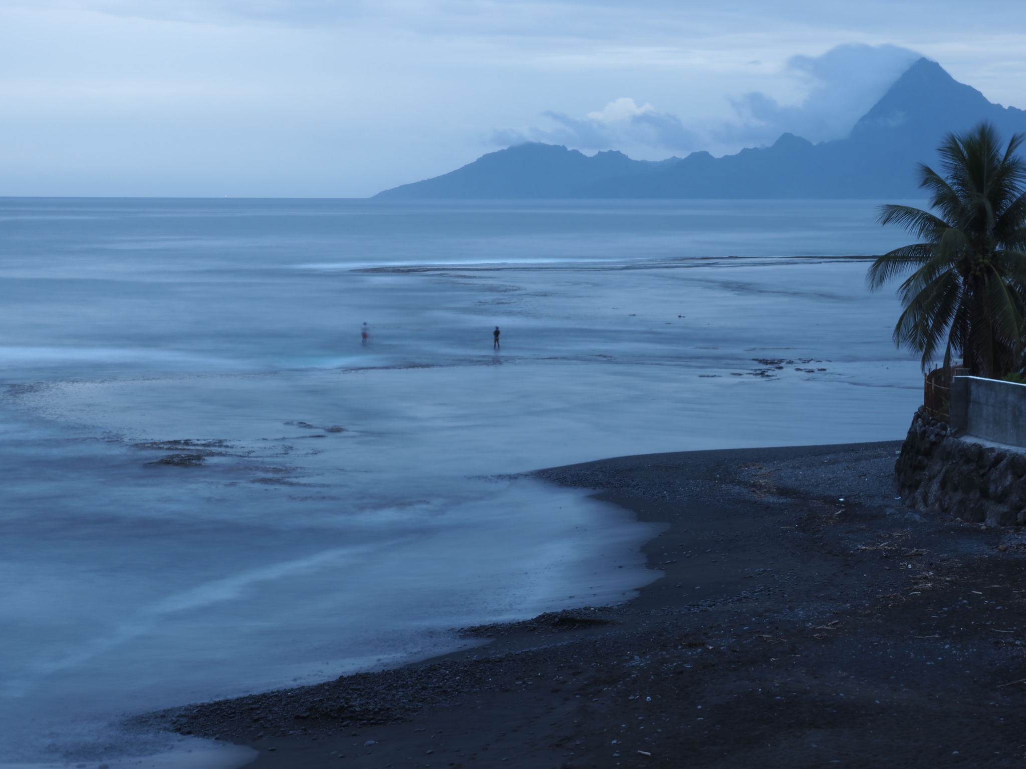  French Polynesia, 5 Jan 2024  Evening fishermen at Puna'auia, Tahiti.